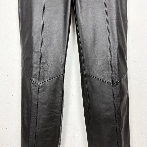 Vintage Wilsons Maxima Leather Pants Zipper Pockets Straight Leg Black Size 4 - Picture 8 of 11